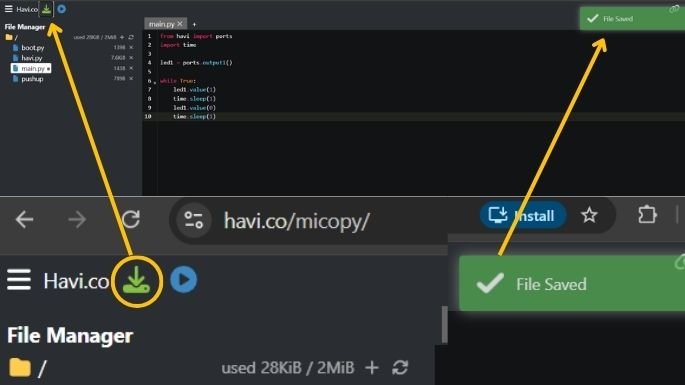 save files in havi micopy