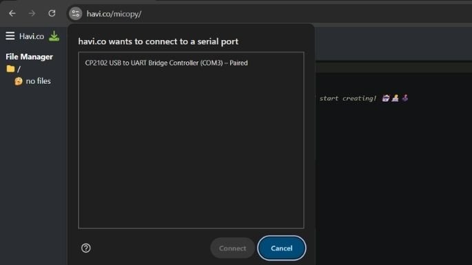 Havi controller micopy connection